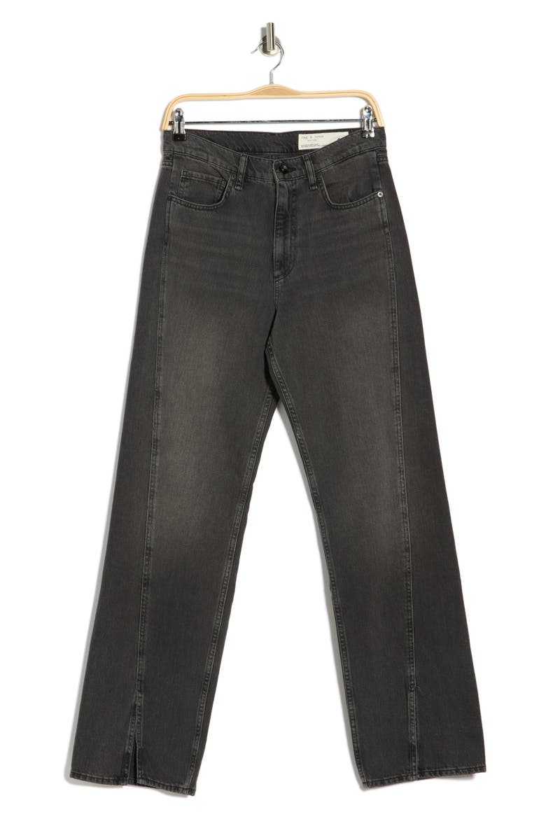 Shannon High Waist Split Jeans, Alternate, color, WASHED BLACK