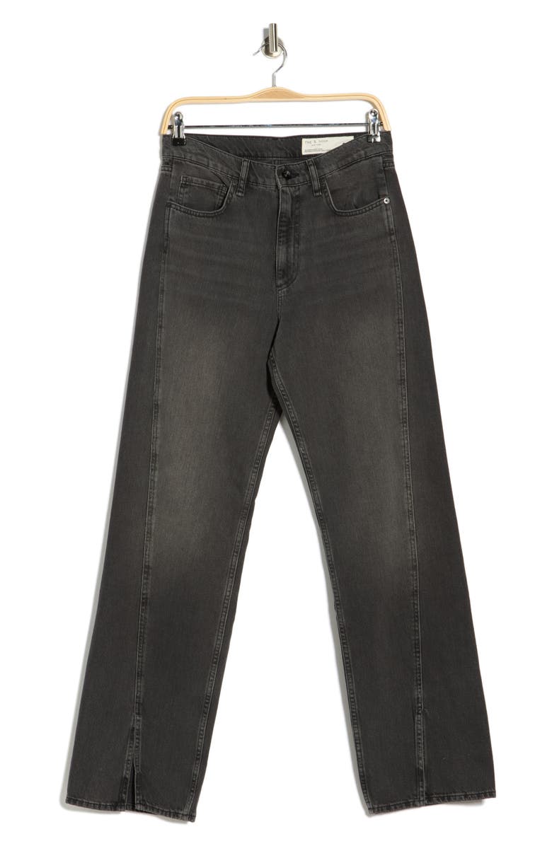 rag & bone Shannon High Waist Split Jeans, Main, color, Washed Black