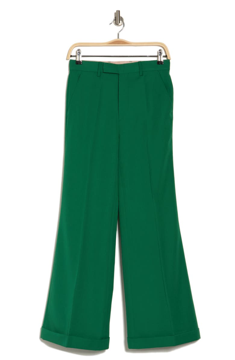 Gucci High Waist Wide Leg Wool Pants, Alternate, color, Shamrock