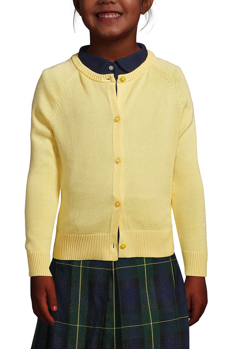 School Uniform Girls Cotton Modal Cardigan Sweater, Main, color, Maize