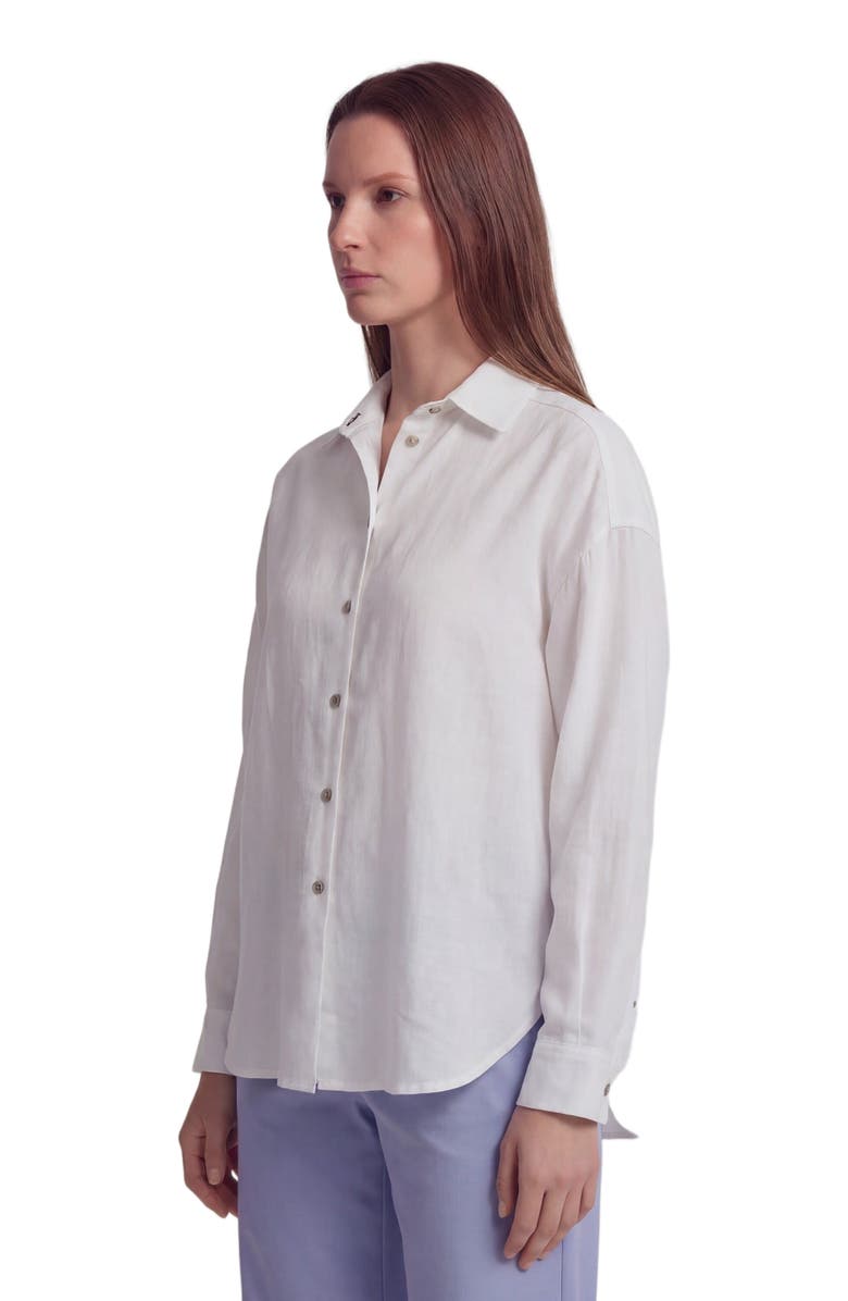 Lords of Harlech Womens Long Sleeve Linen Shirt, Alternate, color, White