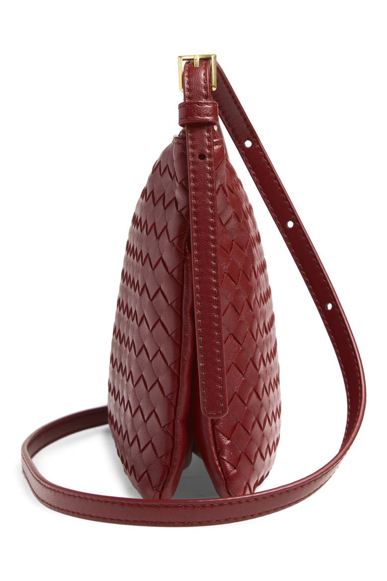 Medium Piccolo Intrecciato Leather Wallet on a Strap, Alternate, color, 6569 LAVA RED-BRASS V