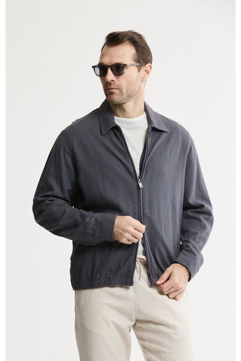 Linen Blend Zip Up Jacket, Alternate, color, Asphalt