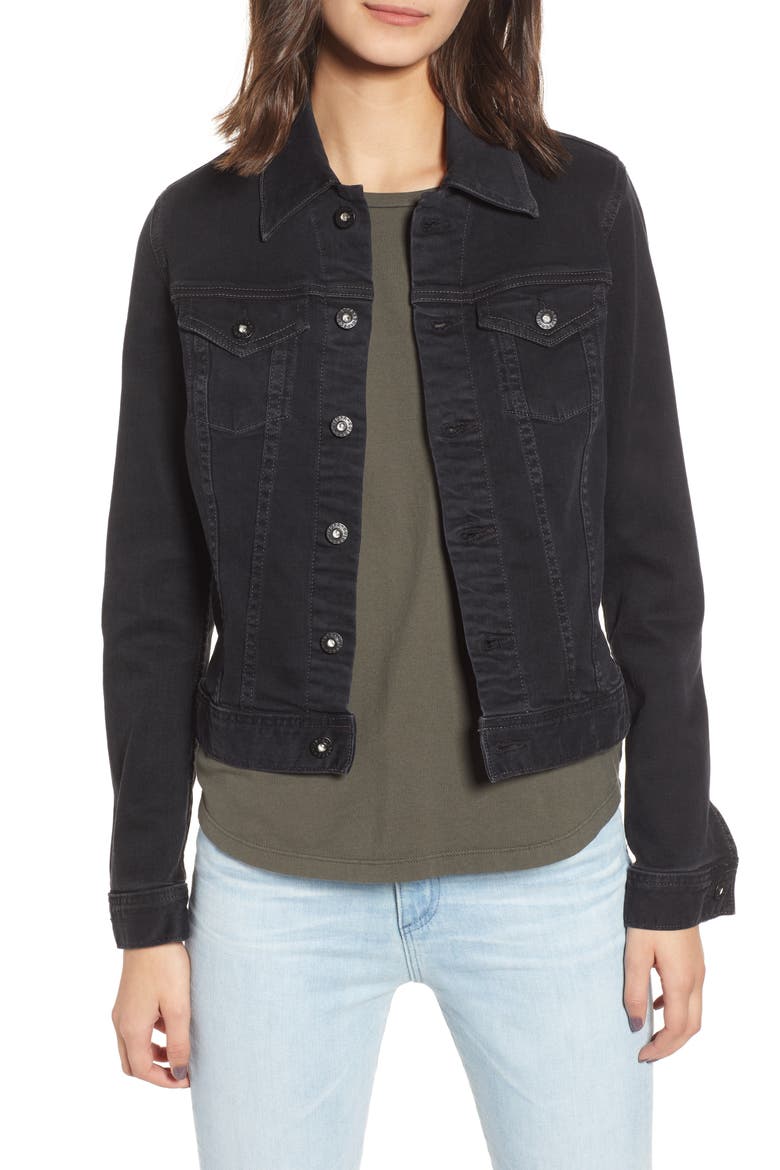 Robyn Crop Denim Jacket, Main, color, DUSTED UMBRA