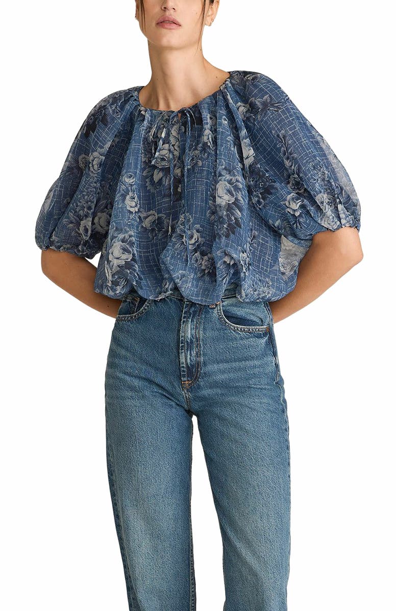 Rebecca Taylor Emblem Fleur Bubble Print Top, Alternate, color,