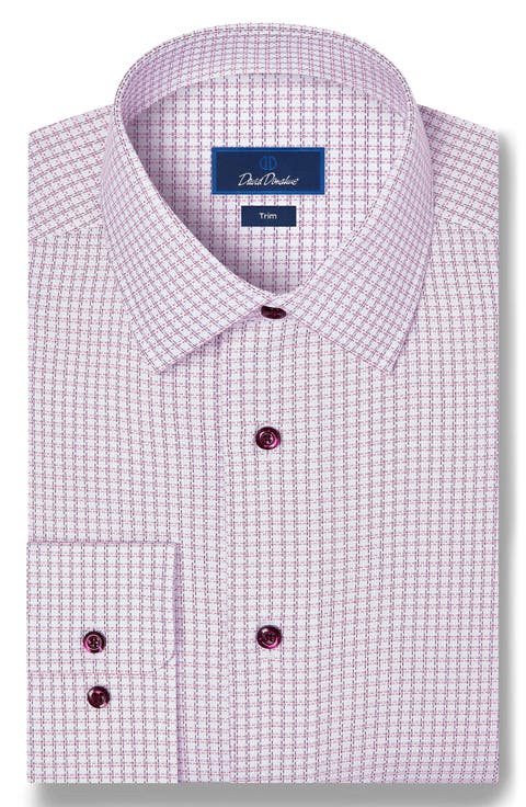 Trim Fit Textured Check Dress Shirt