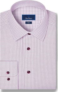 David Donahue Trim Fit Textured Check Dress Shirt