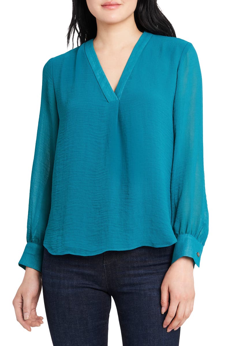 Vince Camuto V-Neck Rumple Blouse, Main, color, 