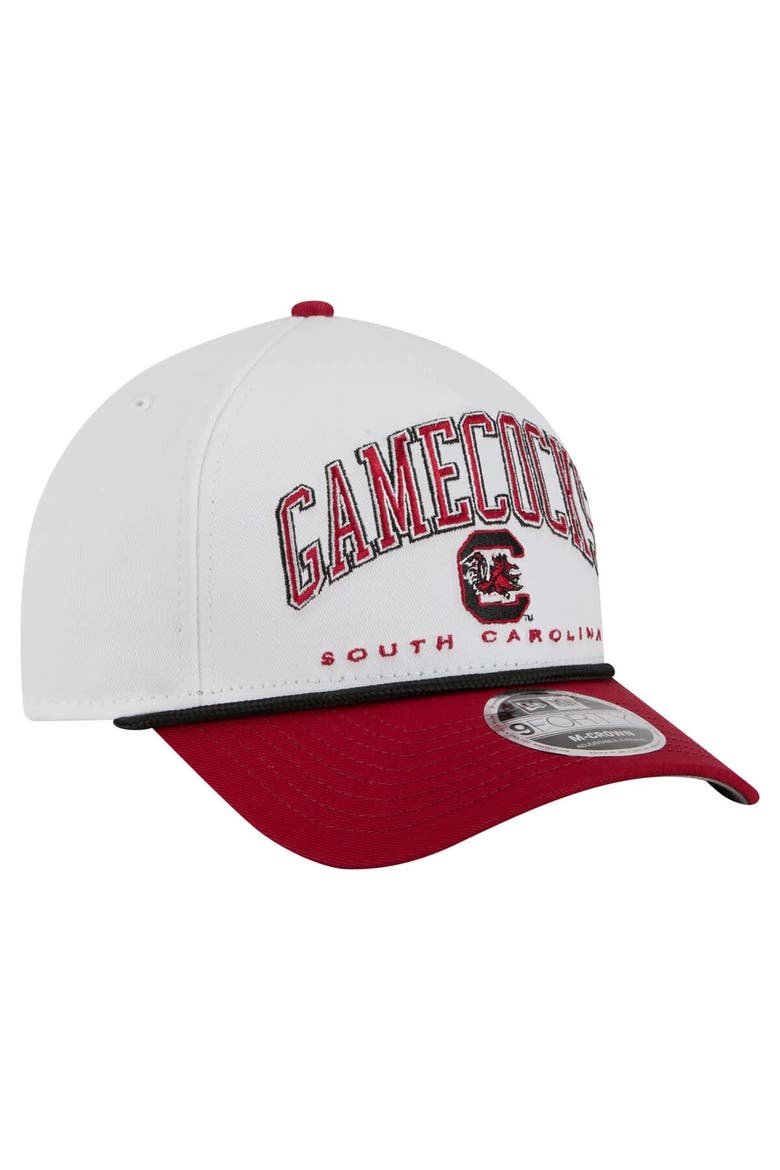 Men's New Era White/Garnet South Carolina Gamecocks Arch Two-Tone Rope 9FORTY A-Frame M-Crown Adjustable Hat, Alternate, color, White
