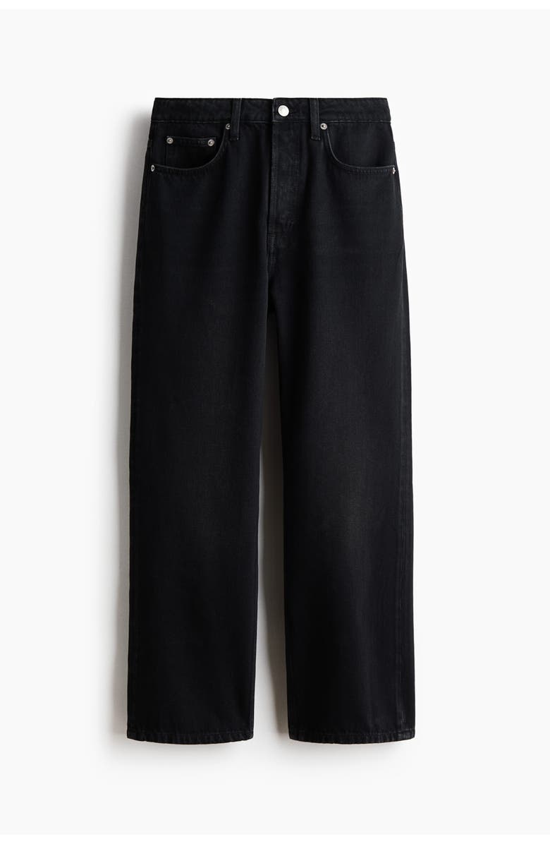 H&M Straight High Waist Ankle Jeans, Alternate, color, Washed Black