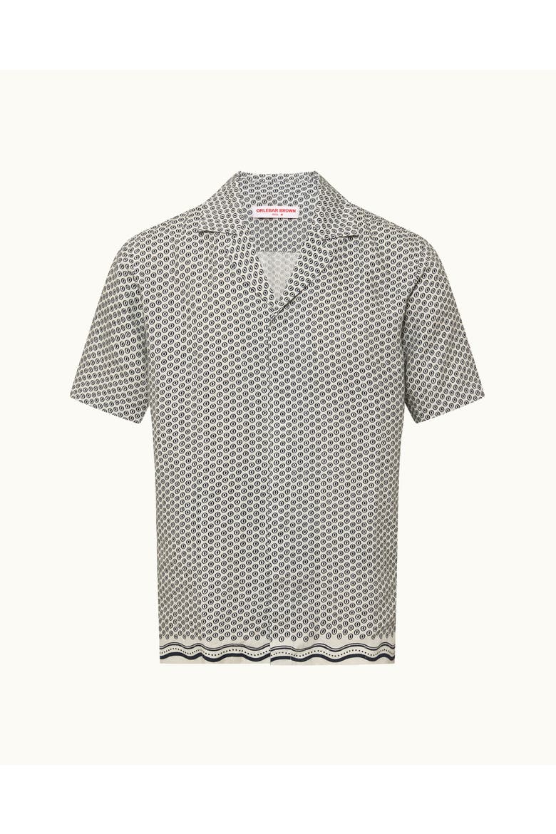 Maitan Linen Printed Linen Shirt In White Sand And Night Iris, Alternate, color, White Sand/Night Iris