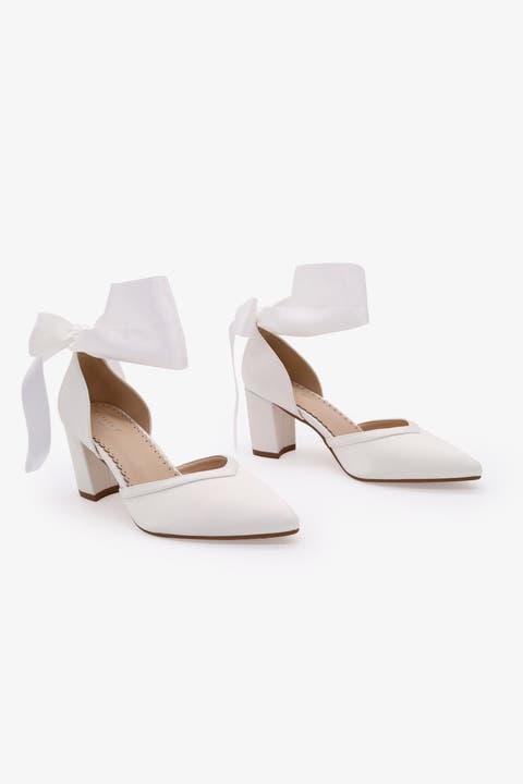 Sally Satin Block Heels with Wrapped Satin Tie