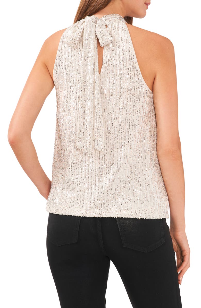 Vince Camuto Sleeveless Mock Neck Sequin Top, Alternate, color,