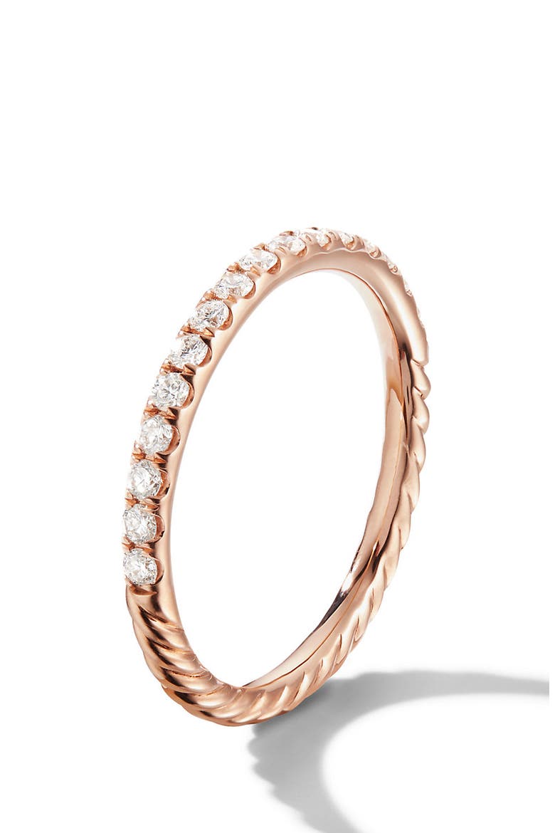 Cable Pavé Band Ring with Diamonds, Alternate, color, ROSE GOLD/ DIAMOND
