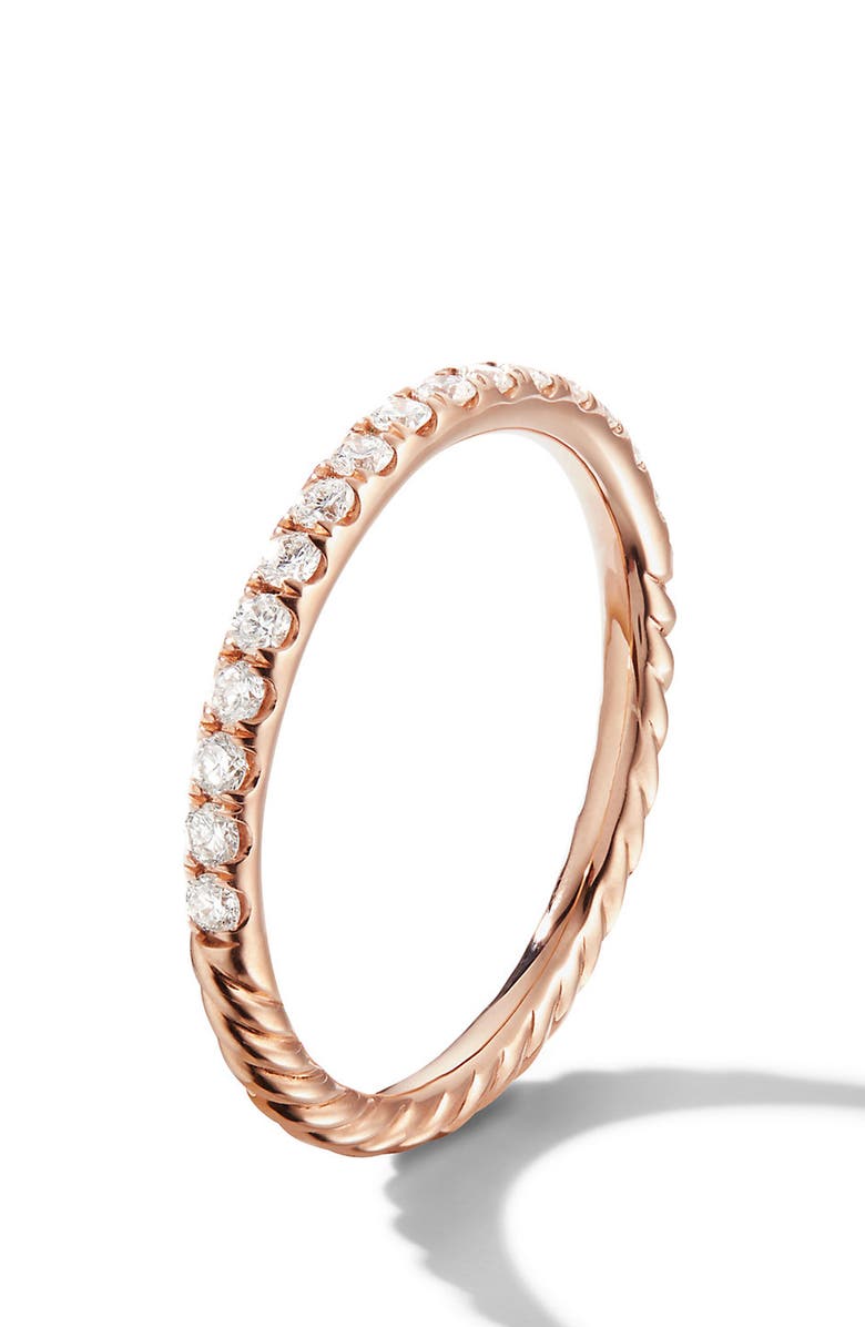 David Yurman Cable Pavé Band Ring with Diamonds, Alternate, color, Rose Gold/ Diamond