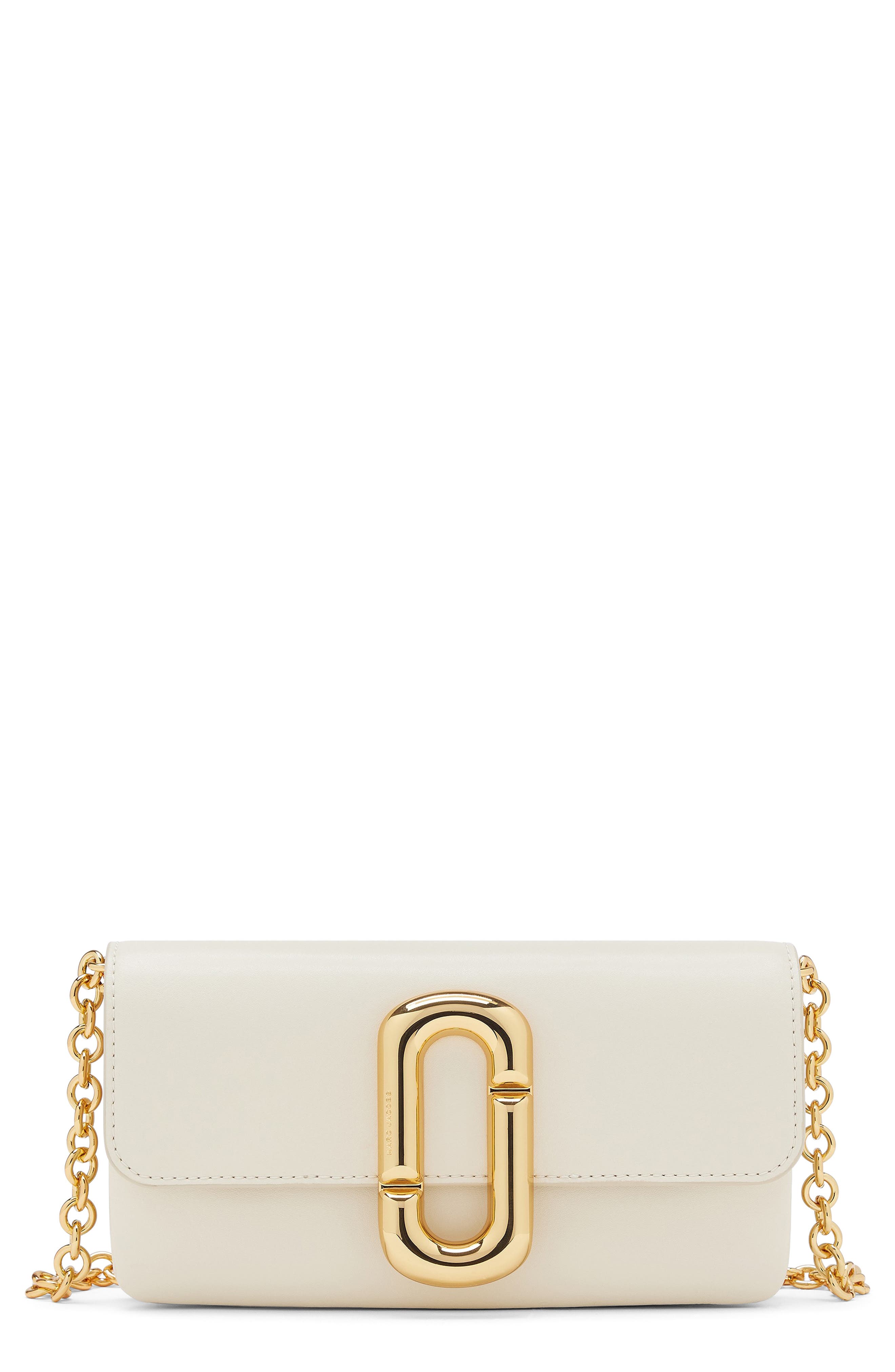 Scene Leather Wallet on Chain, Main, color, CLOUD WHITE