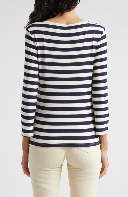 L Agence L'agence Lucille Stripe Rib Top In Navy/white Stripe