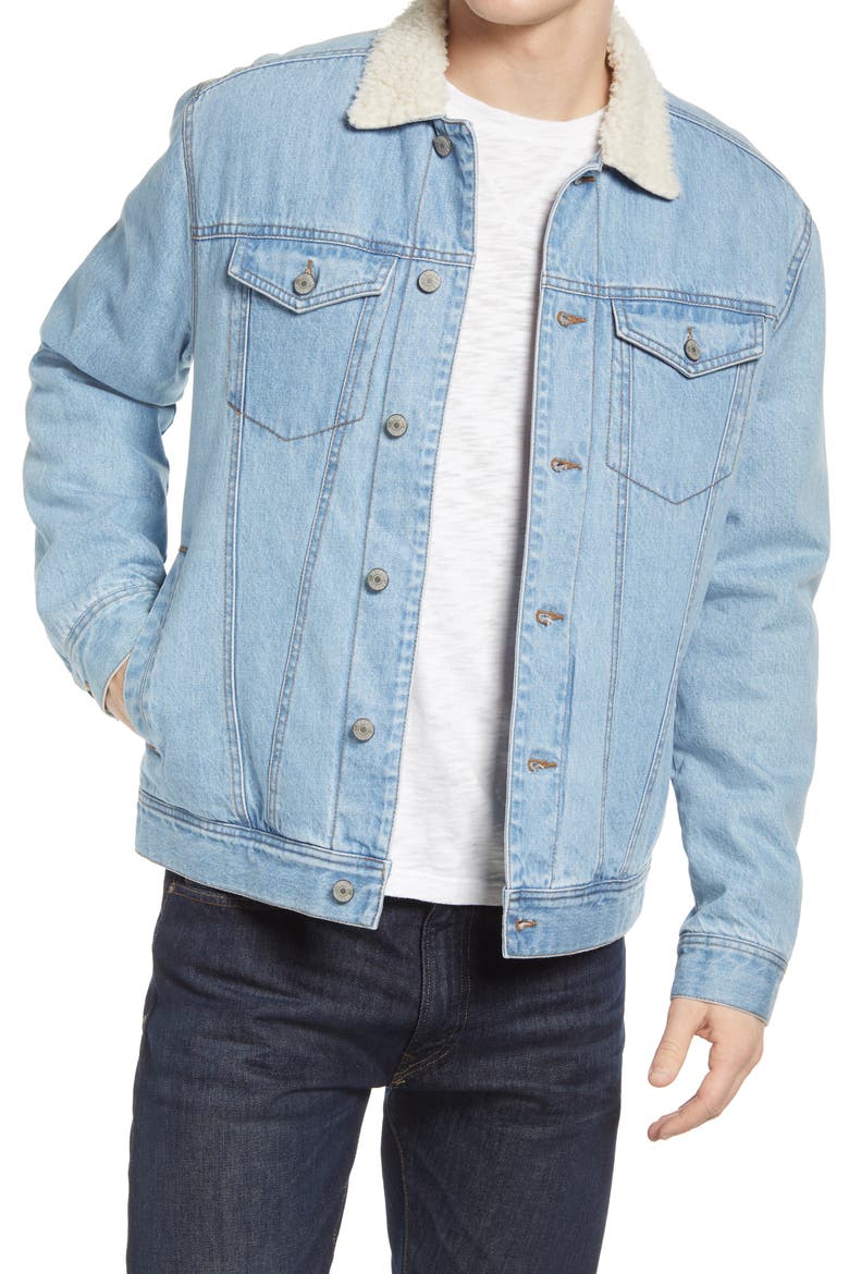McKinley Fleece Lined Denim Trucker Jacket, Main, color, VINTAGE WASH
