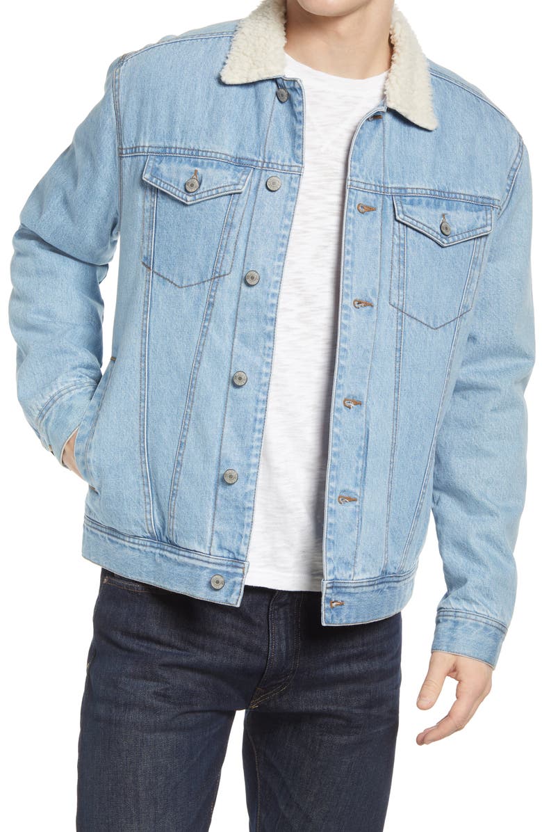 Rails McKinley Fleece Lined Denim Trucker Jacket, Main, color, 