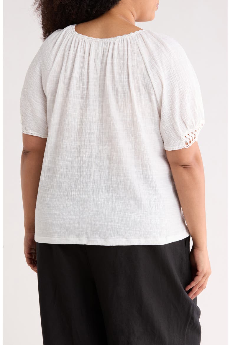 Lace Inset Elbow Sleeve Top, Alternate, color, WHITE-WHITE