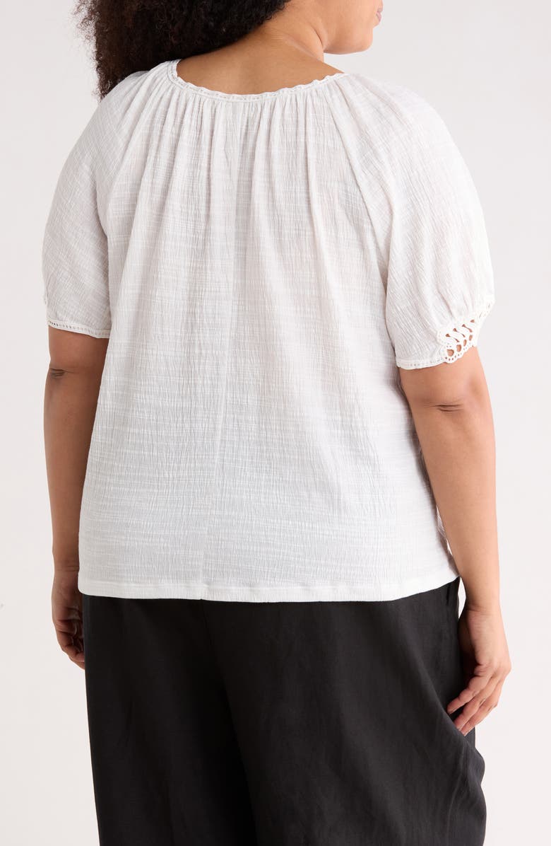 MAX STUDIO Lace Inset Elbow Sleeve Top, Alternate, color, White-White