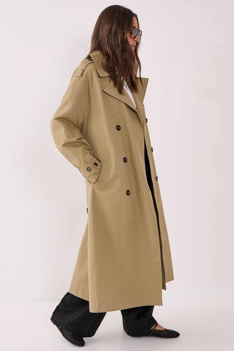 Double Breasted Belted Trench Coat, Alternate, color, Caramel