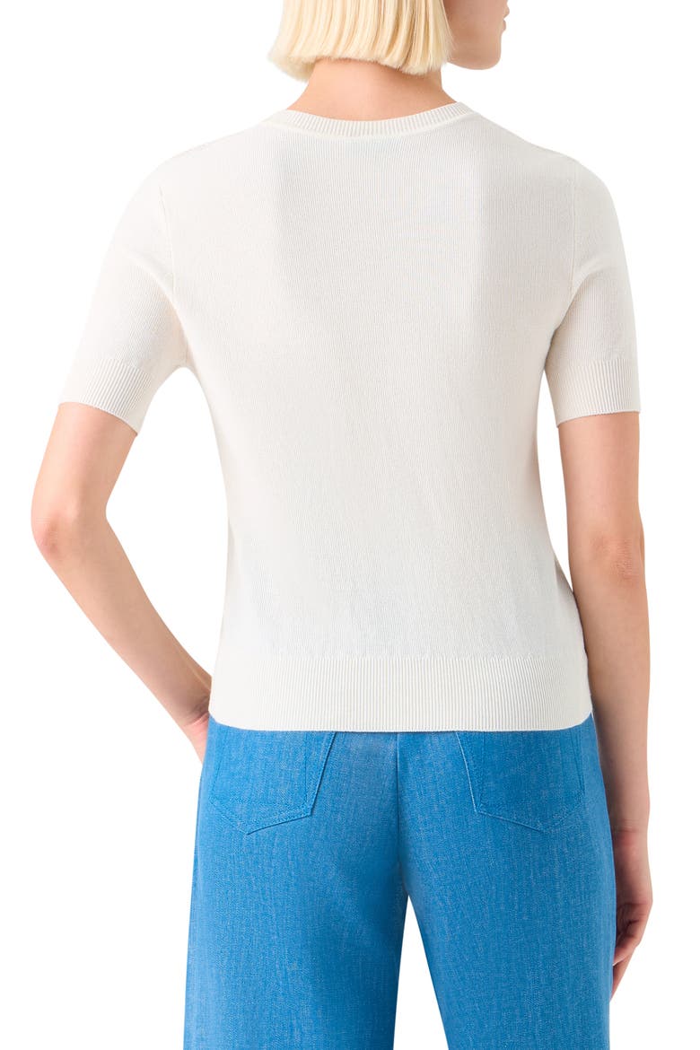 Sunbeam Short Sleeve Silk & Cotton Sweater, Alternate, color, ECRU