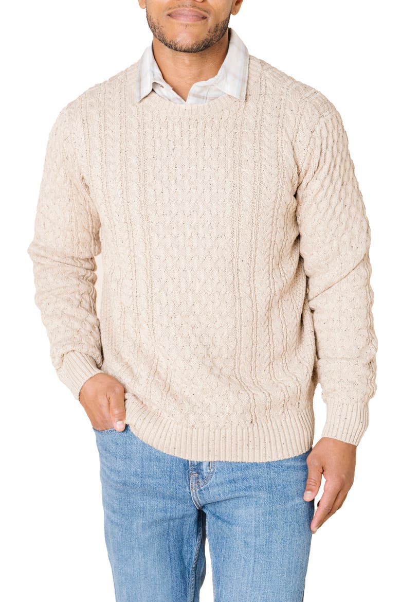 Organic Cotton Fisherman Sweater, Main, color, Natural Fleck
