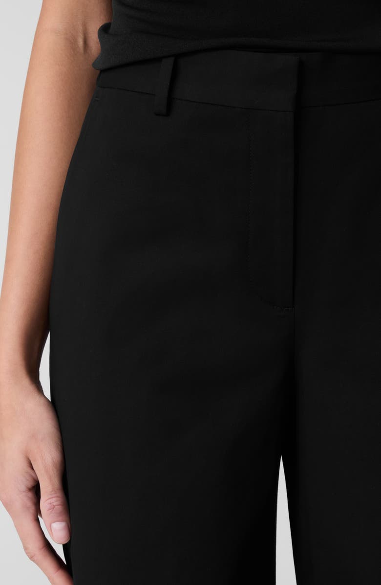 Eileen Fisher High Waist Stretch Organic Cotton Ankle Wide Leg Pants, Alternate, color, Black