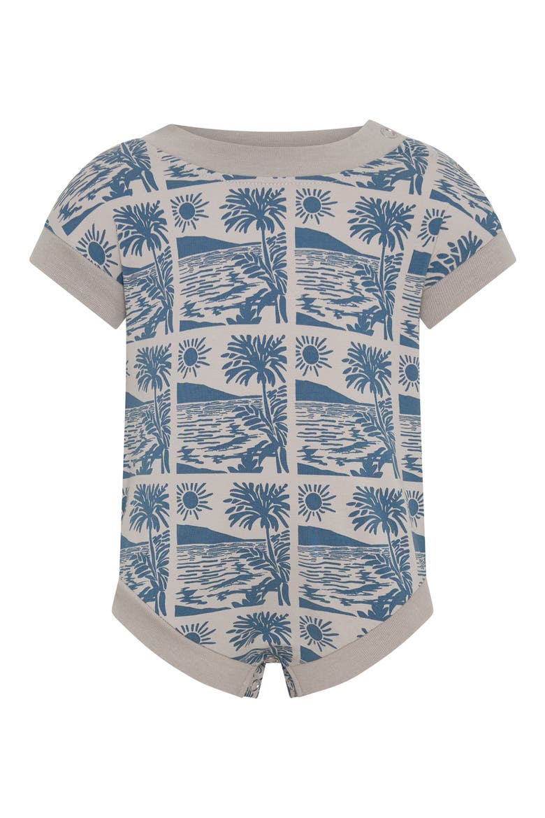 Ocean Print Romper, Main, color, SLATE BLUE