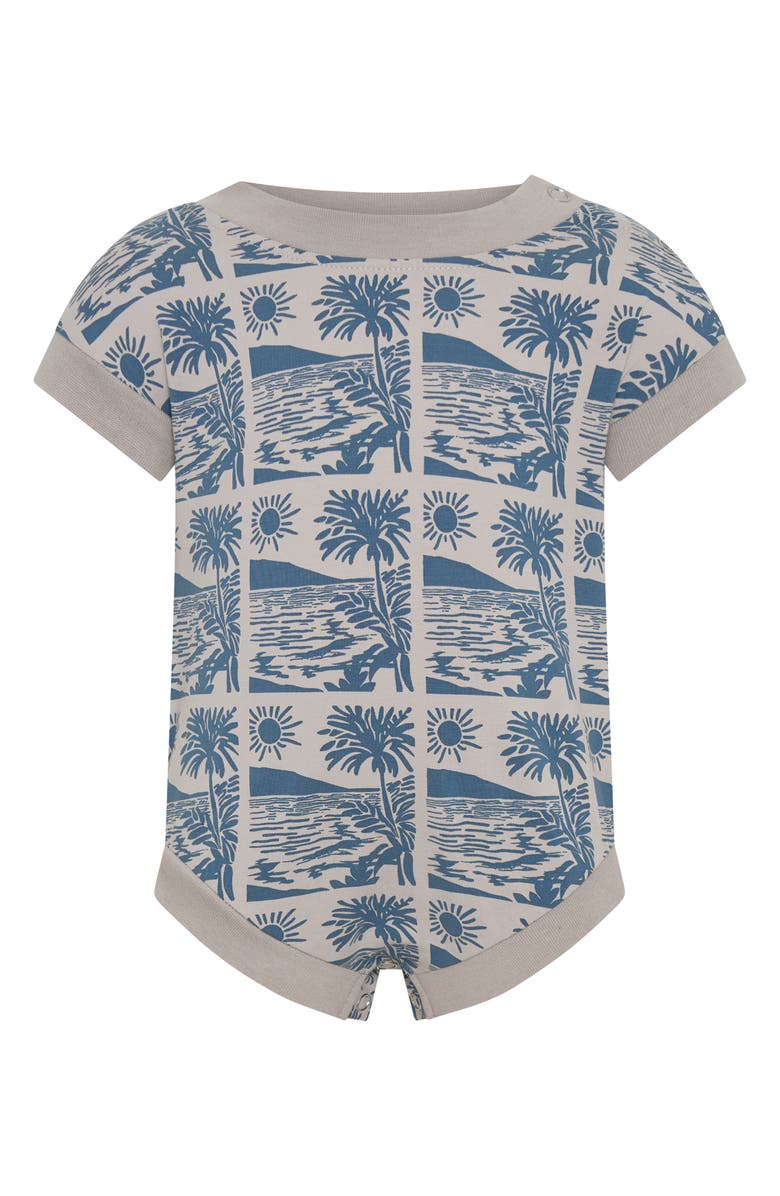 TINY TRIBE Ocean Print Romper, Main, color, Slate Blue