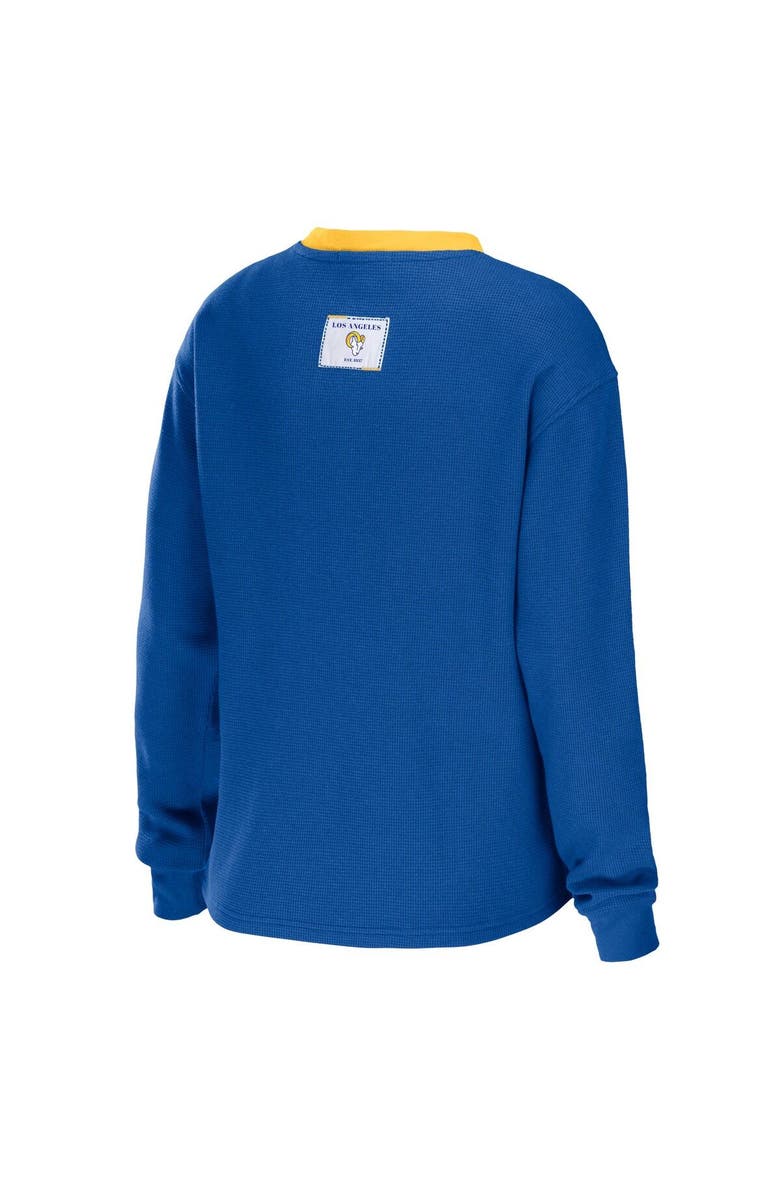 WEAR by Erin Andrews Women's WEAR by Erin Andrews Royal Los Angeles Rams Waffle Henley Long Sleeve T-Shirt, Alternate, color, Royal