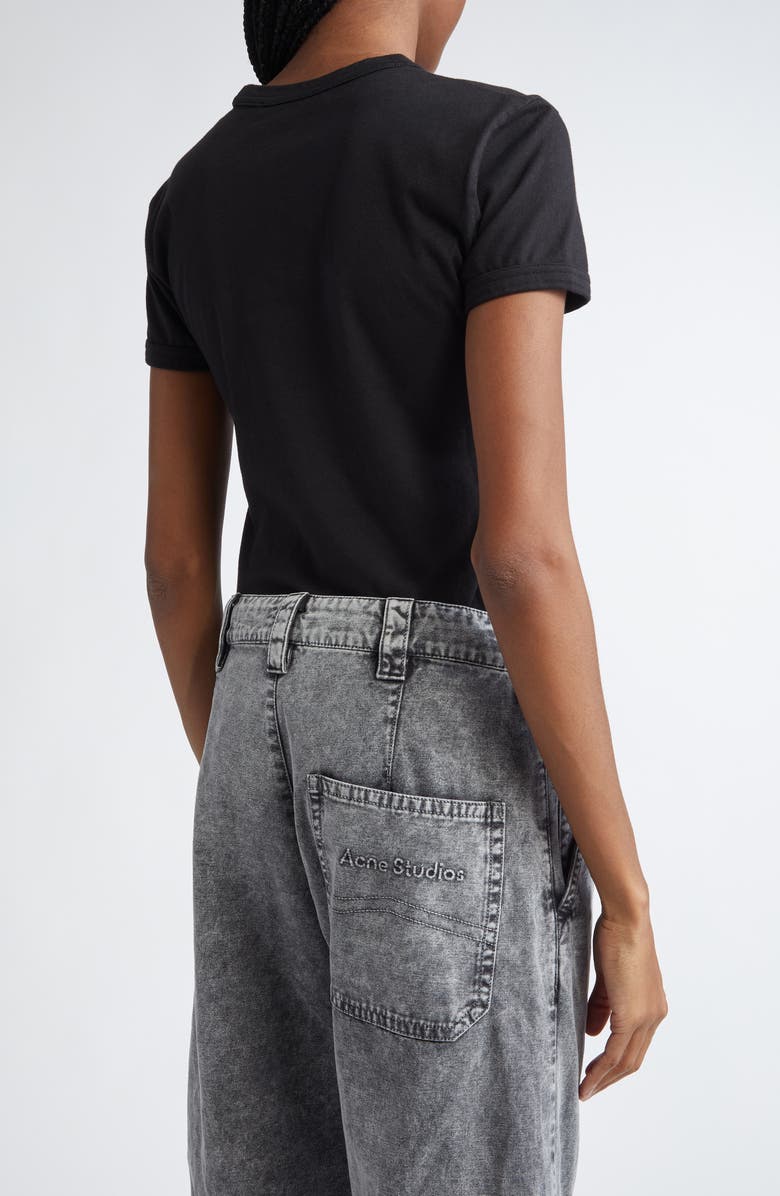 Acne Studios Etza Faded Embroidered Logo Fitted Cotton T-Shirt, Alternate, color, Faded Black