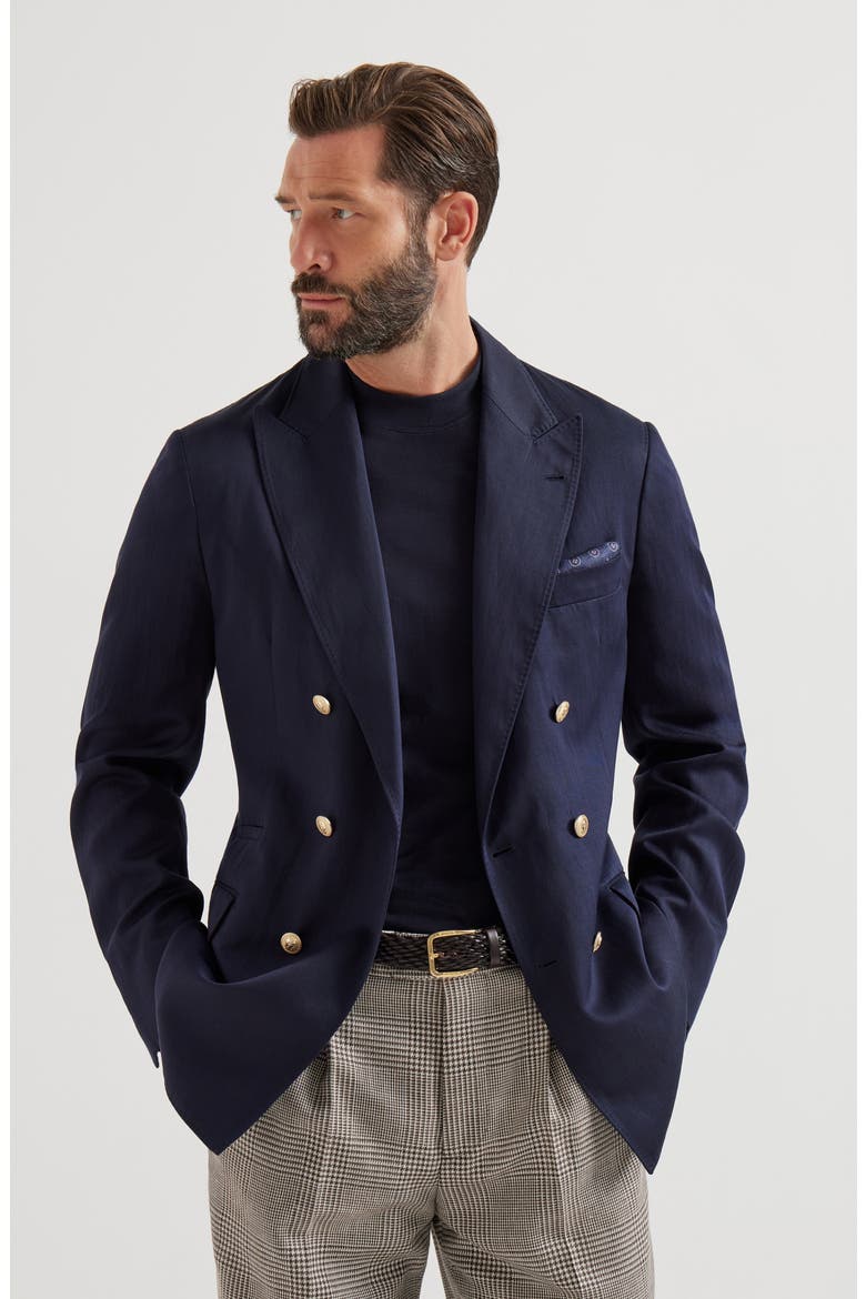 Twill unconstructed blazer, Alternate, color, Navy Blue