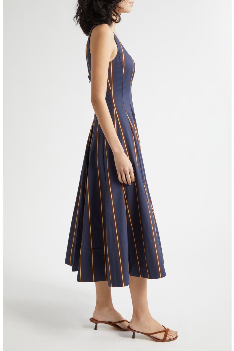 Wells Stripe Stretch Cotton Poplin Midi Dress, Alternate, color, TWILIGHT STRIPE