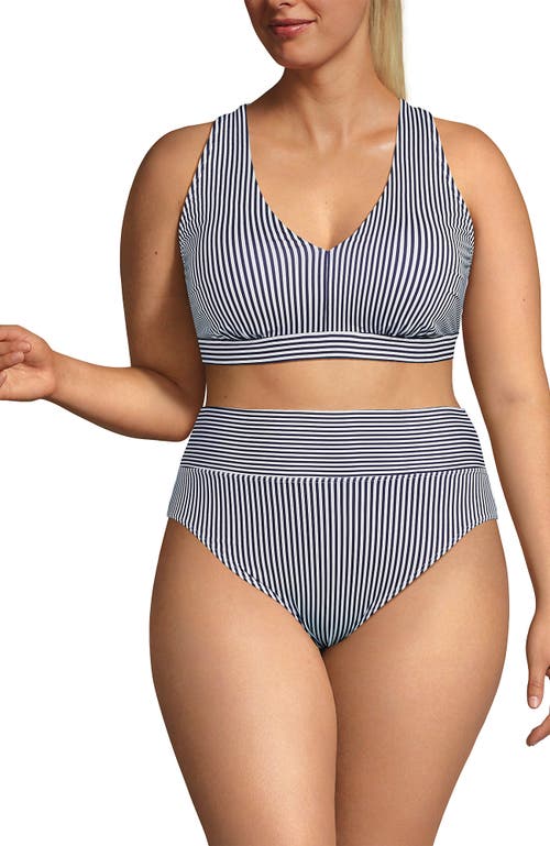 LANDS' END LANDS' END CHLORINE RESISTANT V-NECK MIDKINI SWIMSUIT TOP AND HIGH LEG HIGH WAISTED BOTTOMS 2 PIECE
