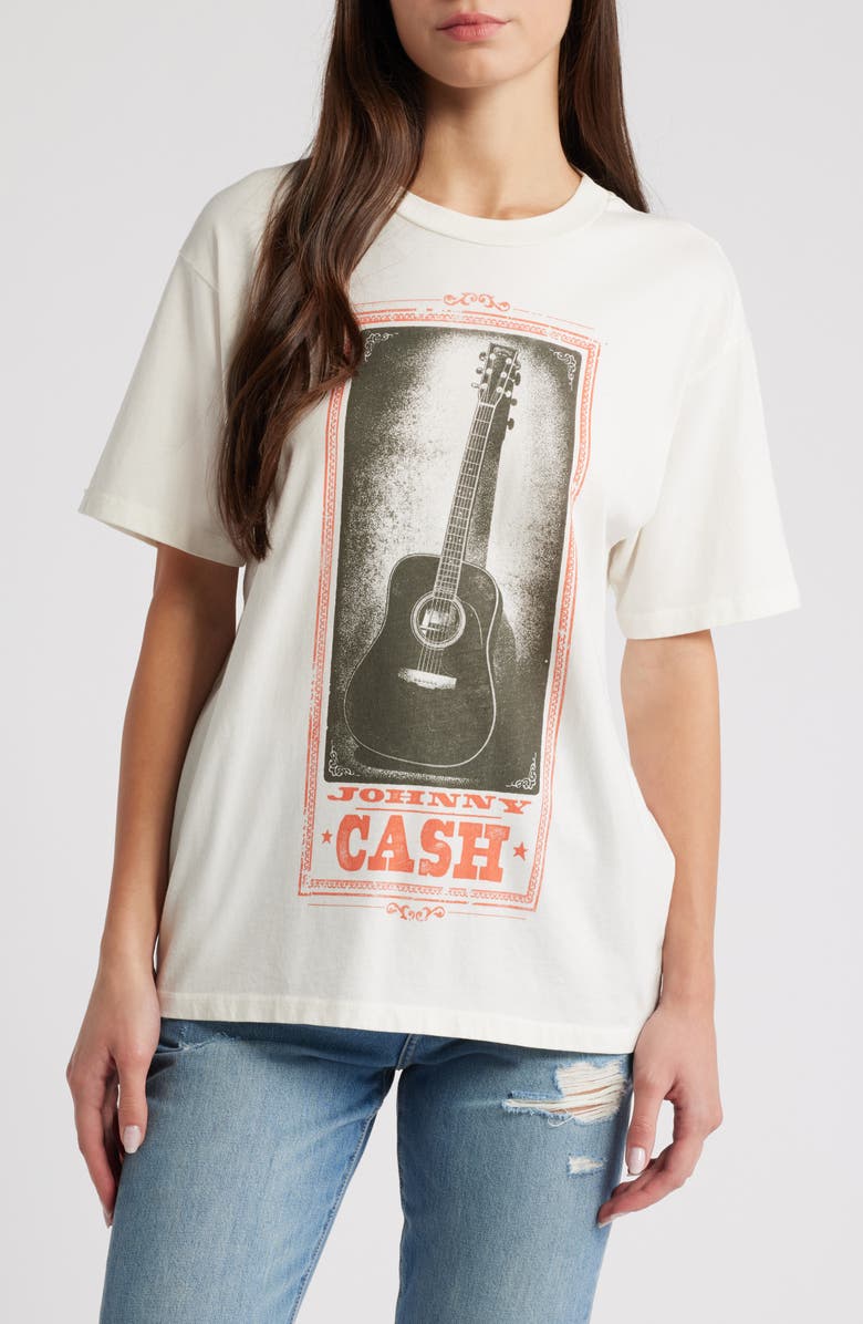 Daydreamer Johnny Cash Cotton Graphic T-Shirt, Main, color, Vintage White