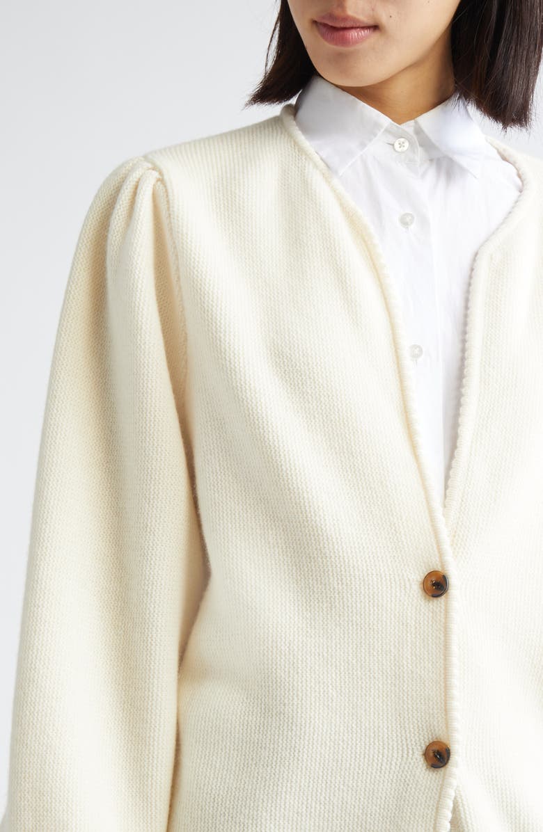 Tanner Fletcher Gender Inclusive Juliet Balloon Sleeve Wool Cardigan, Alternate, color, Ivory