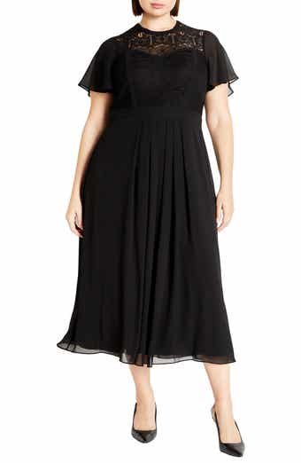 Plus size lace fit and flare dress hot sale