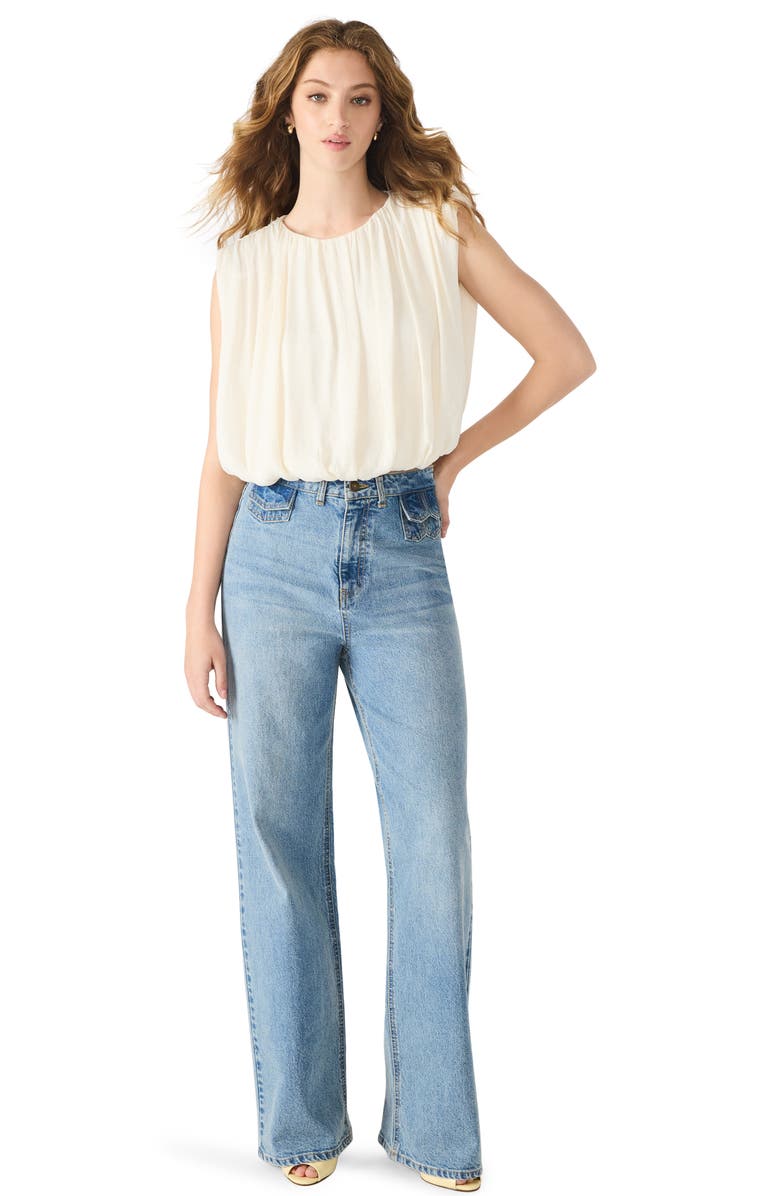 Steve Madden Milana Sleeveless Blouson Top, Alternate, color, Cream