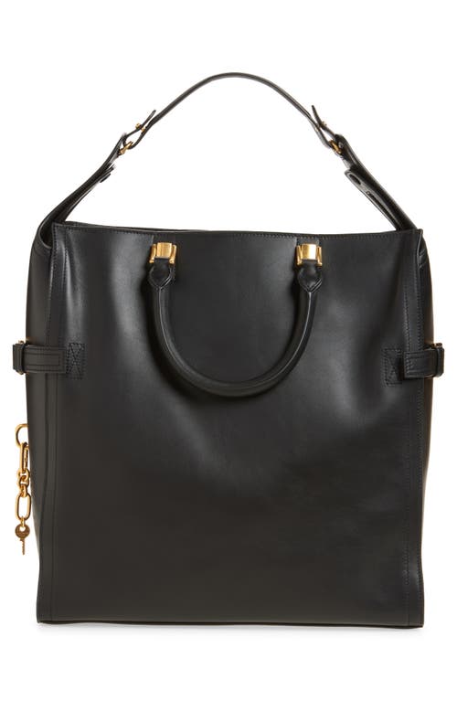 Balmain Large Pulse Waxy Calfskin Tote In Black
