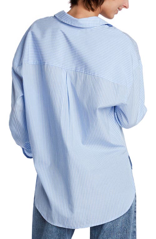 Wash Lab Denim Oversize Stripe Shirt In Sky Blue Stripe