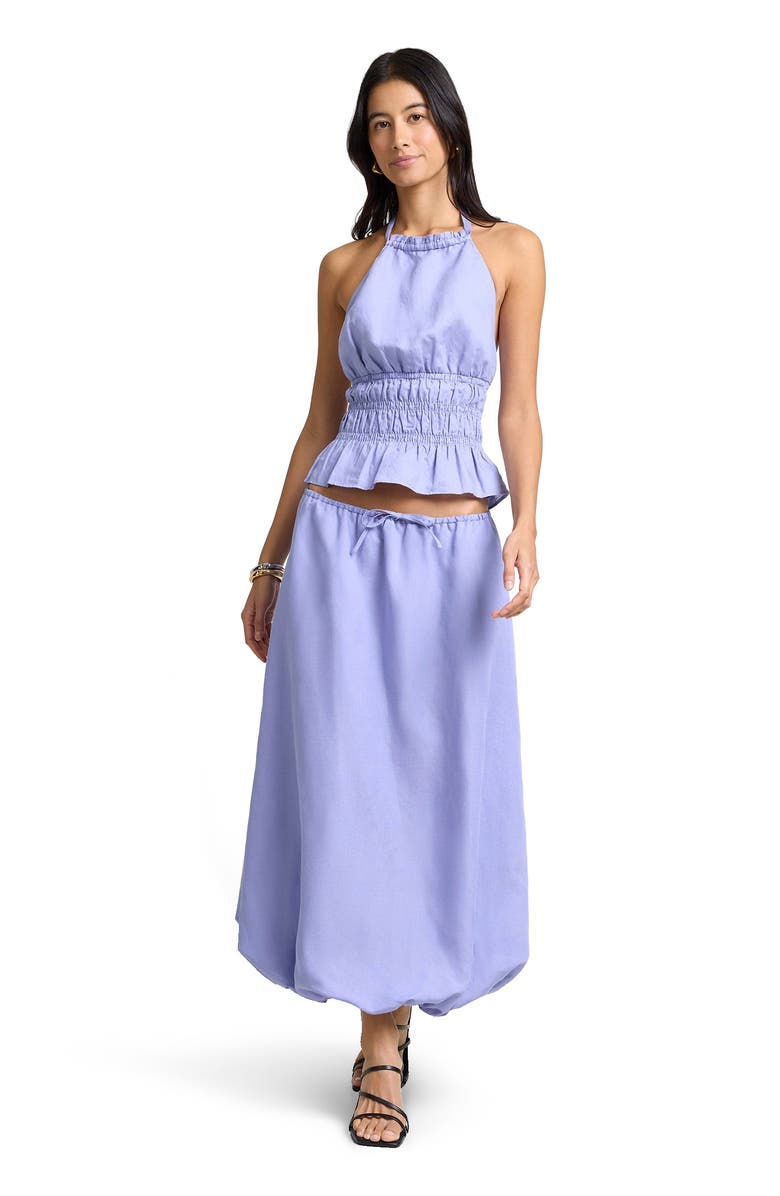 Onia Air Linen Smocked Halter Top, Main, color, Periwinkle