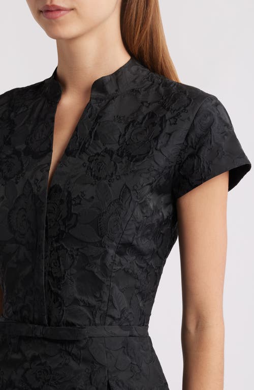 Sachin & Babi Hanna Floral Cloqué Cocktail Midi Dress In Black