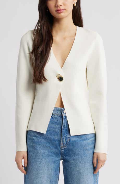 Open Edit Structured One-Button Cardigan