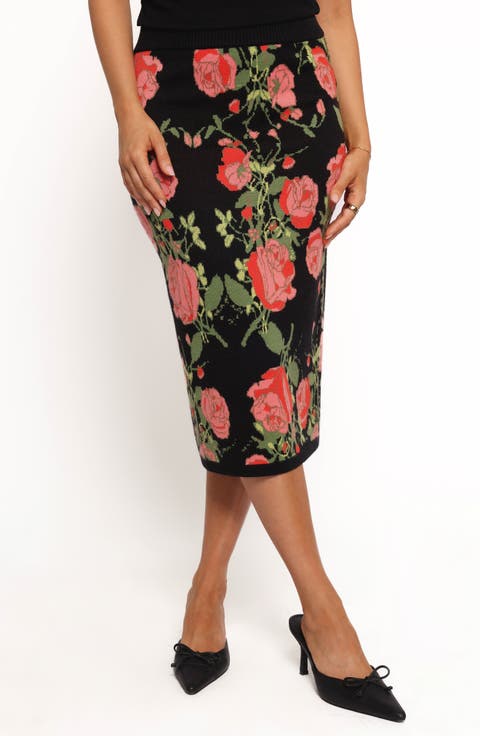 Reeva Floral Knit Pencil Skirt