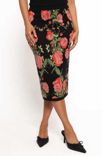 Petal & Pup Reeva Floral Knit Pencil Skirt