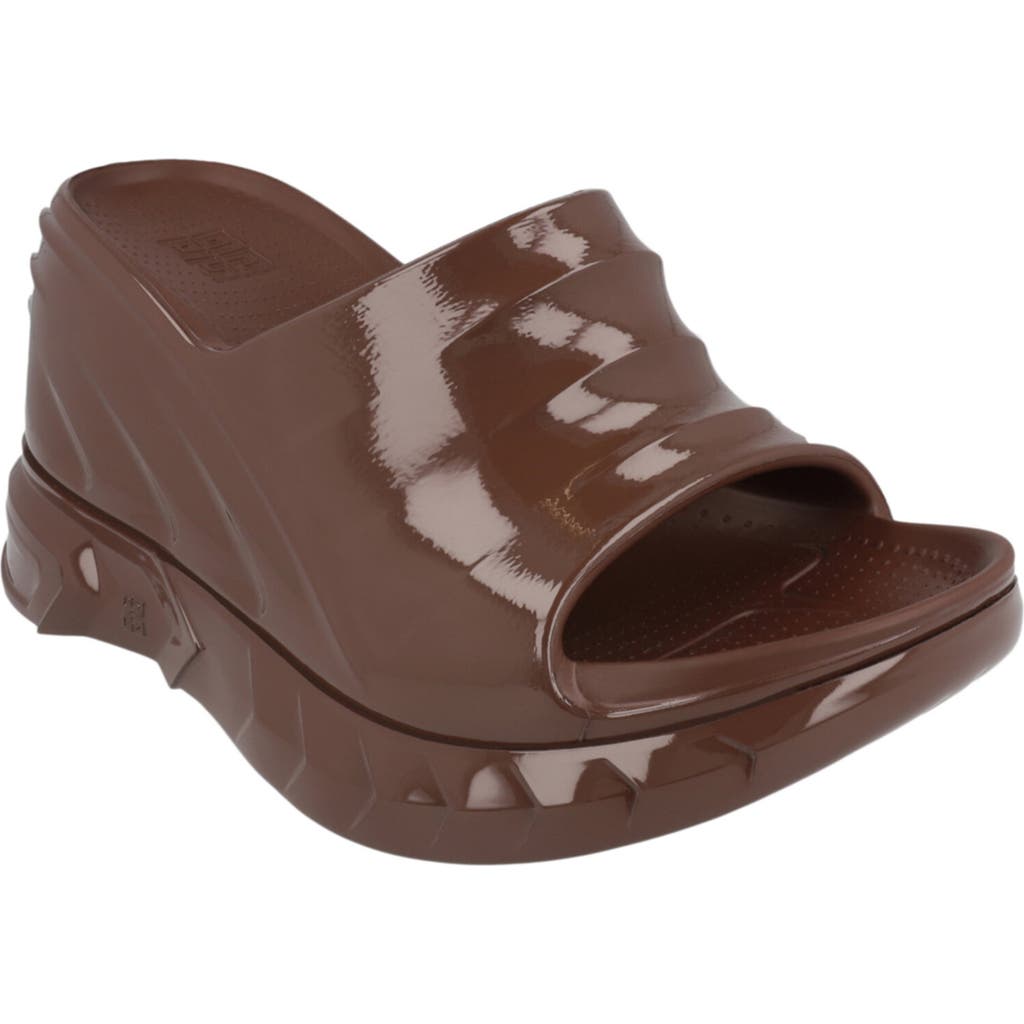 Givenchy Marshmallow Wedge Slide Sandal In Brown