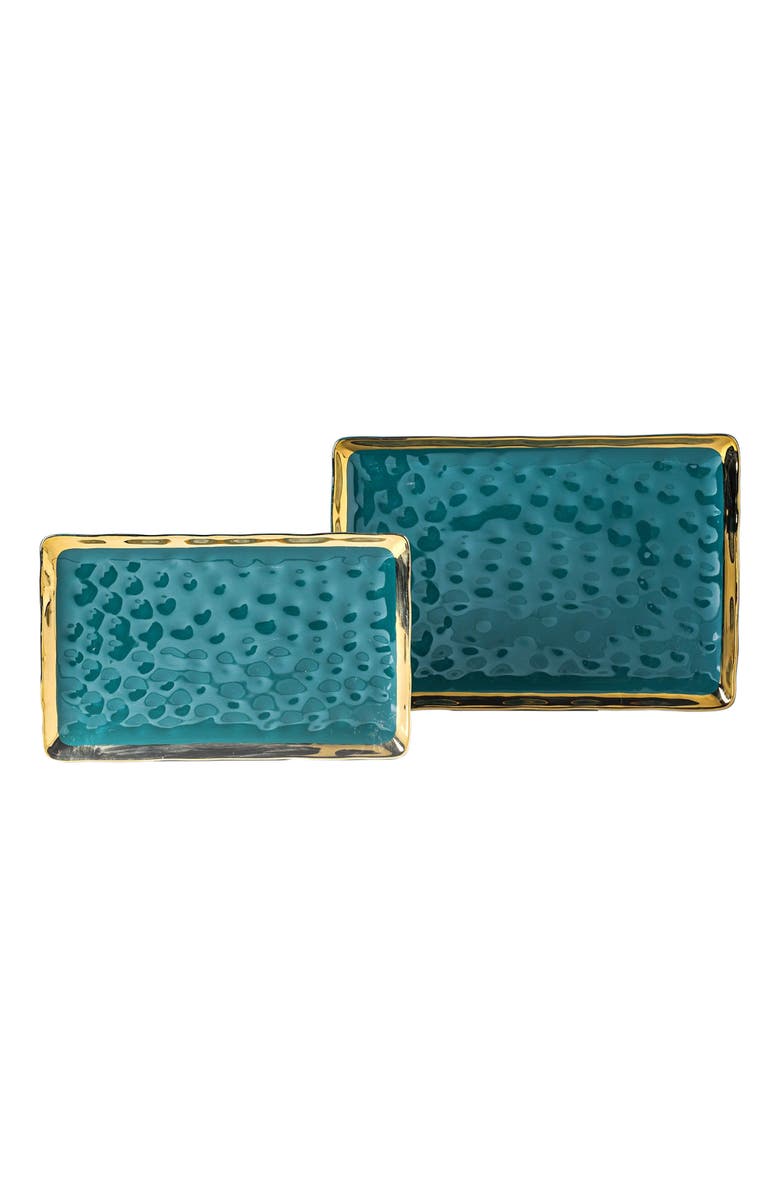 Stone Lain Florian Porcelain 2-Piece Serving Rectangular Plate Set, Main, color, Green