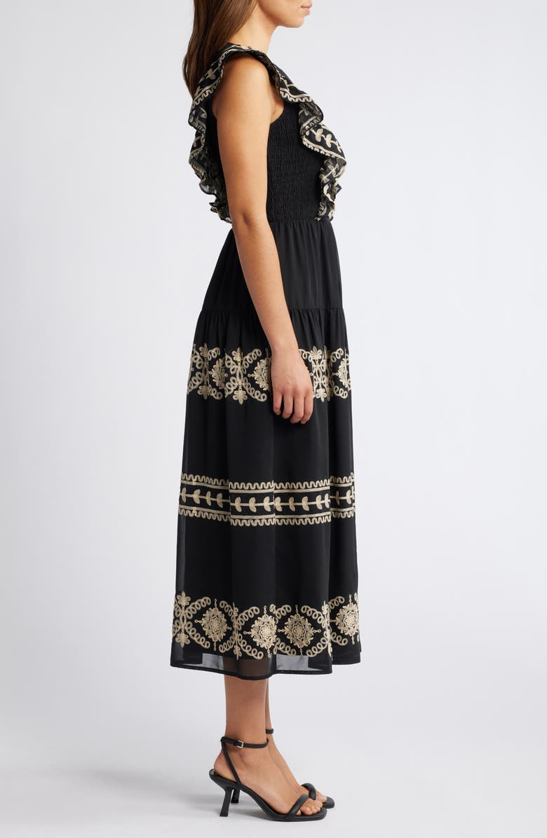 Anne Klein Embroidered Ruffle Sleeve Dress, Alternate, color, 